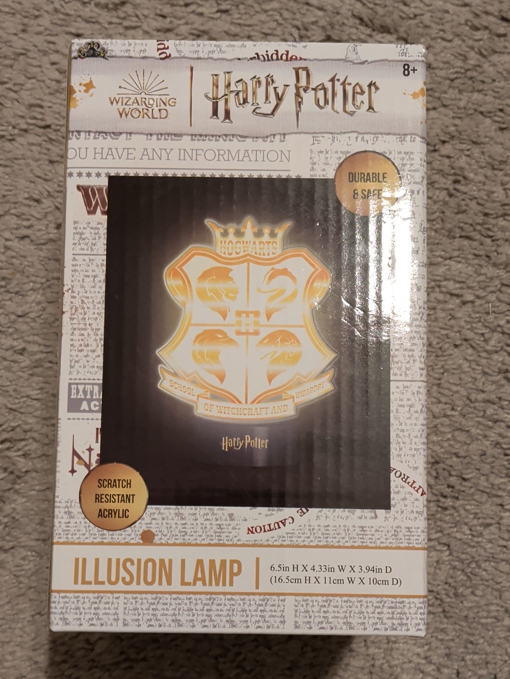 Warner Bros. Harry Potter Hogwarts Crest Lamp - Gold & White Glow